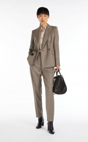 Garnitur Max Mara Wełna Flannel Beżowe | MMR593485