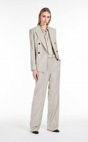 Garnitur Max Mara Wełna Flannel Beżowe | MMR593494