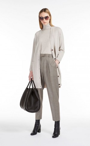 Garnitur Max Mara Wełna Flannel Cigarette Beżowe | MMR593515