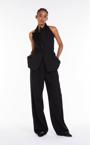 Garnitur Max Mara Wełna Tuxedo Waistcoat Czarne | MMR593486