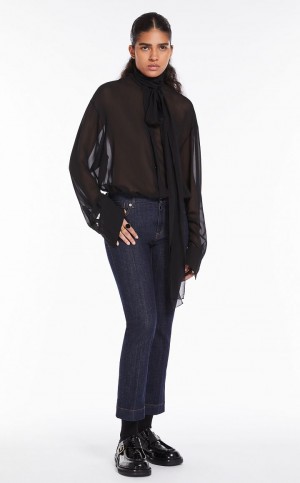 Jeansy Max Mara Flared Perfect-fit Granatowe | MMR593776