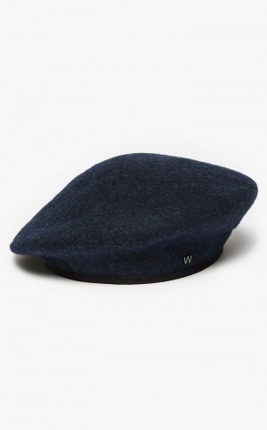 Kapelusz Max Mara Wełna Felt Beret Granatowe | MMR594321