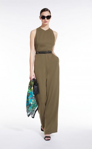 Kombinezon Max Mara Szerokie Leg Cady Oliwkowe Zielone | MMR593417