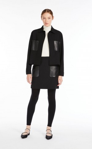 Kurtki Max Mara Boxy In Wełna Czarne | MMR594081