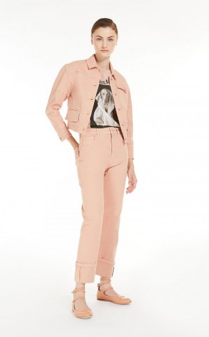 Kurtki Max Mara Bull Bawełniane Cropped Różowe | MMR594075