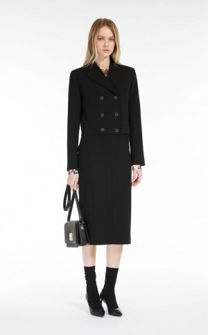 Kurtki Max Mara Cady Cropped Czarne | MMR594090