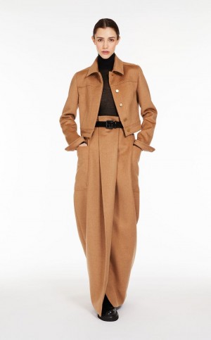 Kurtki Max Mara Camel Colour Motocyklowe Brązowe | MMR594020