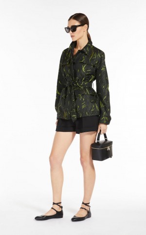 Kurtki Max Mara Jacquard Safari Czarne | MMR594053