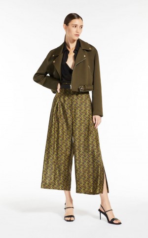 Kurtki Max Mara Krótkie Jersey Oliwkowe Zielone | MMR594083