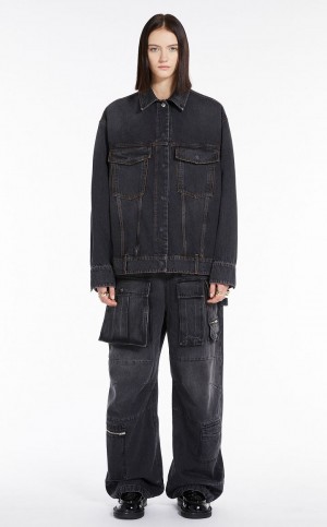 Kurtki Max Mara Oversized Denim Czarne | MMR594036