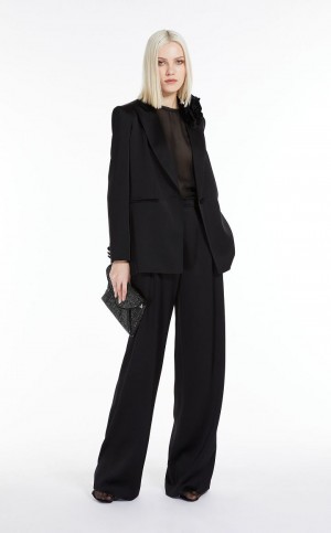 Kurtki Max Mara Single-breasted Envers Satin Czarne | MMR594021