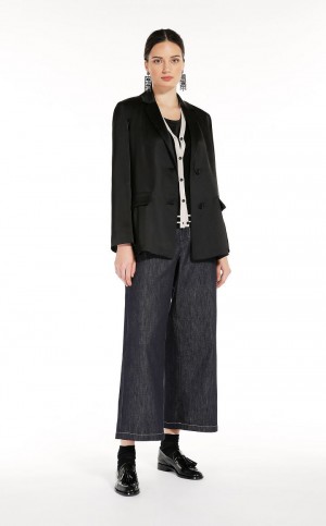 Kurtki Max Mara Single-breasted Satin Czarne | MMR594078