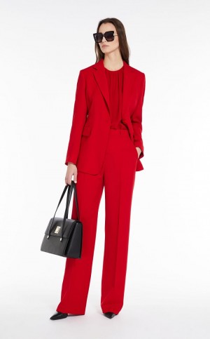 Kurtki Max Mara Single-breasted Wełna Czerwone | MMR594102