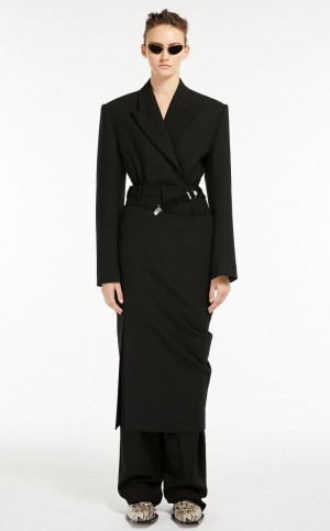Kurtki Max Mara Stretch Wełna Bodysuit Czarne | MMR594038