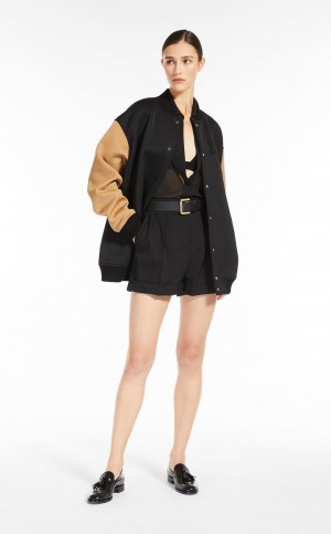 Kurtki Max Mara Technical Jersey Bomber Czarne | MMR594089