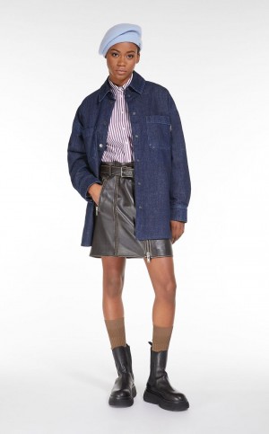 Kurtki Max Mara Watowany Denim Granatowe | MMR594037
