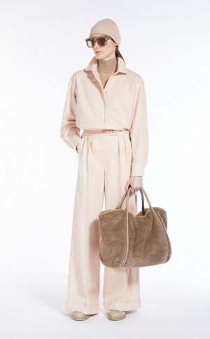 Kurtki Max Mara Wełna Shirt Różowe | MMR594054