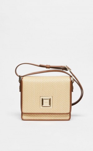 MM Bag Max Mara In Skórzane And Woven Fabric Beżowe | MMR594120