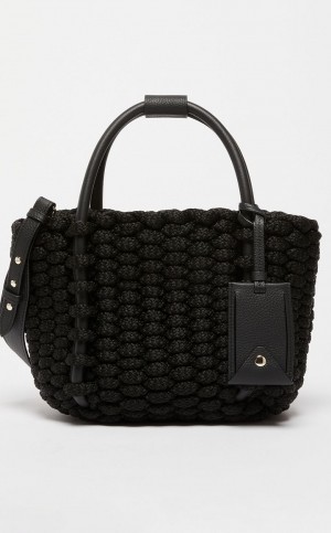 Marine Bag Max Mara Cord Tote Czarne | MMR594128