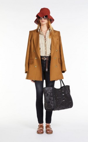 Marine Bag Max Mara In Carved Skórzane Czarne | MMR594137