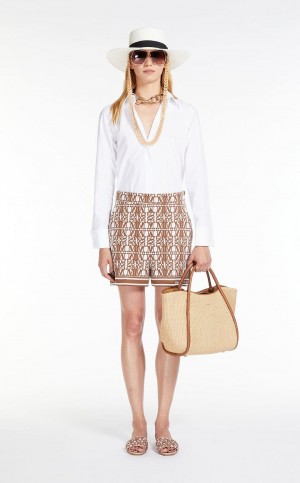 Marine Bag Max Mara Woven straw Beżowe | MMR594136
