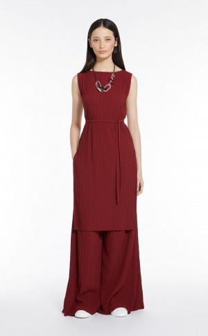 Najfatalniejszy Max Mara Bez Rękawów Pofałdowany Jersey Tunic Ciemny Czerwone | MMR593644