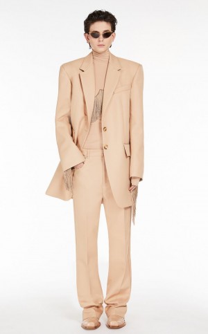 Najfatalniejszy Max Mara Long Fringe-adorned Mock Polo-neck Morelowe | MMR593647