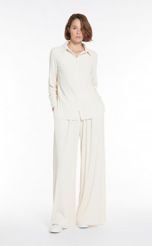 Najfatalniejszy Max Mara Pofałdowany Jersey Białe | MMR593642