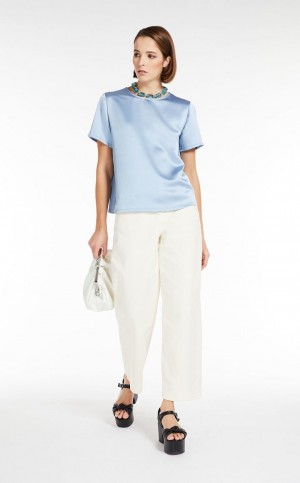 Najfatalniejszy Max Mara Satin And Jersey Głęboka Niebieskie | MMR593674