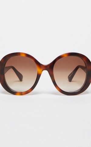 Okulary Przeciwsłoneczne Max Mara Oversized Round Brązowe | MMR594302