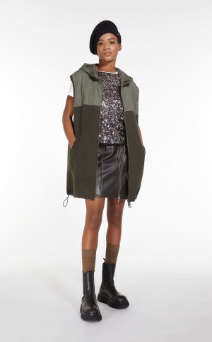 Padded Max Mara Gilet In Technical Fabric And Wełna Ciemny | MMR593988