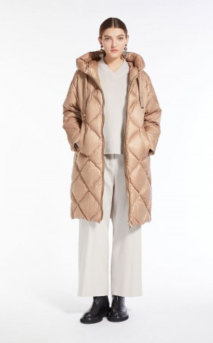 Padded Max Mara Parka In Pikowana Wody-resistant Płócienne Brązowe | MMR593995