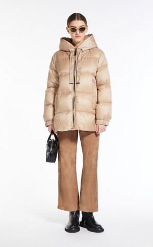 Padded Max Mara Pikowana Down Jacket In Wody-resistant Płócienne Beżowe | MMR593986