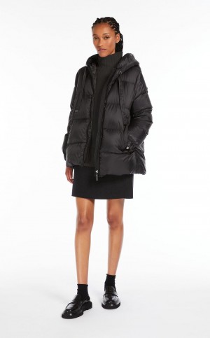 Padded Max Mara Pikowana Down Jacket In Wody-resistant Płócienne Czarne | MMR594000