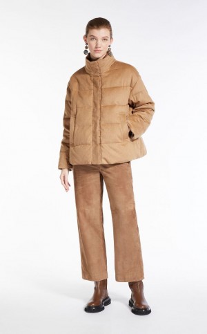 Padded Max Mara Reversible Camel Down Jacket Brązowe | MMR593966