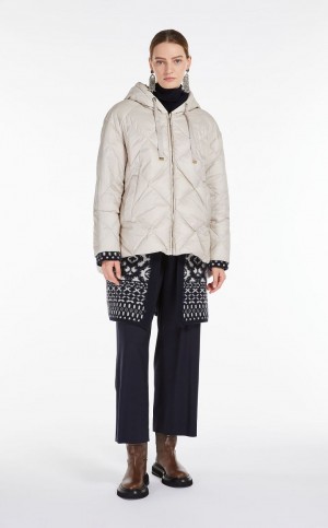 Padded Max Mara Reversible Down Jacket In Wody-resistant Płócienne Brązowe | MMR593989