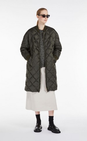 Padded Max Mara Reversible Wody-repellent Płócienne Bomber Jacket Ciemny | MMR594013