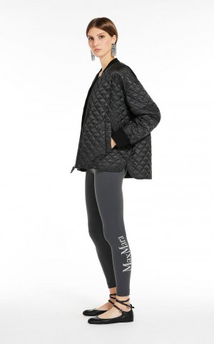 Padded Max Mara Wody-repellent Płócienne Bomber Jacket Czarne | MMR594004