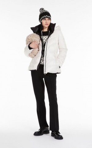 Padded Max Mara Wody-repellent Płócienne Down Jacket Białe | MMR593970