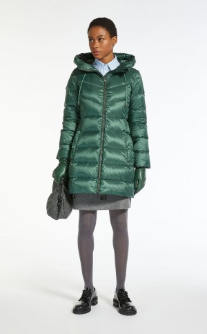 Padded Max Mara Wody-repellent Płócienne Down Jacket Ciemny Zielone | MMR593976
