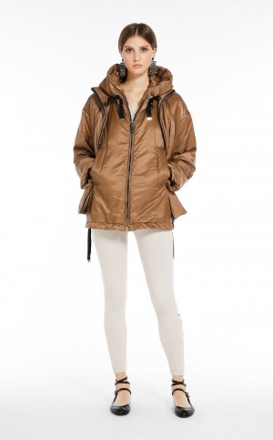 Padded Max Mara Wody-repellent Płócienne Jacket Kawa | MMR593983