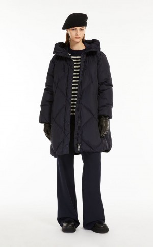 Padded Max Mara Wody-repellent Taffeta Down Jacket Granatowe | MMR593994