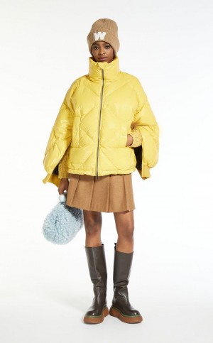 Padded Max Mara Wody-repellent Taffeta Down Jacket Żółte | MMR594012