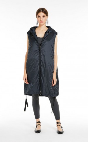 Padded Max Mara Wody-resistant Technical Płócienne Gilet Granatowe | MMR593978