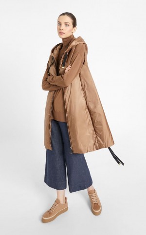 Padded Max Mara Wody-resistant Technical Płócienne Gilet Kawa | MMR594006