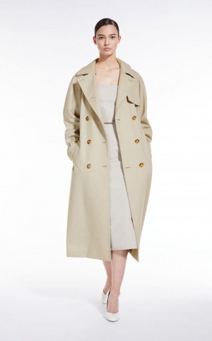 Płaszcze Max Mara Cashmere, Alpaca And Camel Trench Brązowe | MMR593844