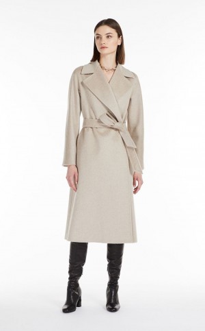 Płaszcze Max Mara Cashmere, Alpaca And Wełna Beżowe | MMR593852