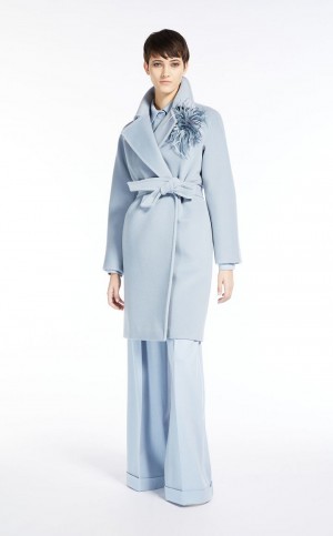 Płaszcze Max Mara Cashmere And Wełna Robe Głęboka Niebieskie | MMR593876