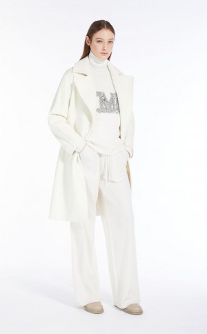 Płaszcze Max Mara Cashmere And Wełna Robe Białe | MMR593879