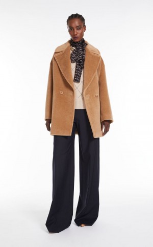 Płaszcze Max Mara Double-breasted Alpaca And Wełna Pea Brązowe | MMR593867